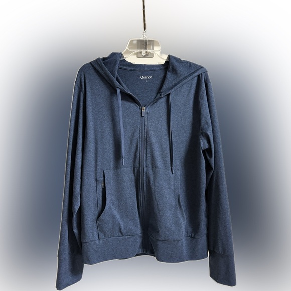 Quince Flowknit Full Zip Women’s Hoodie | L | Blue - Picture 1 of 8